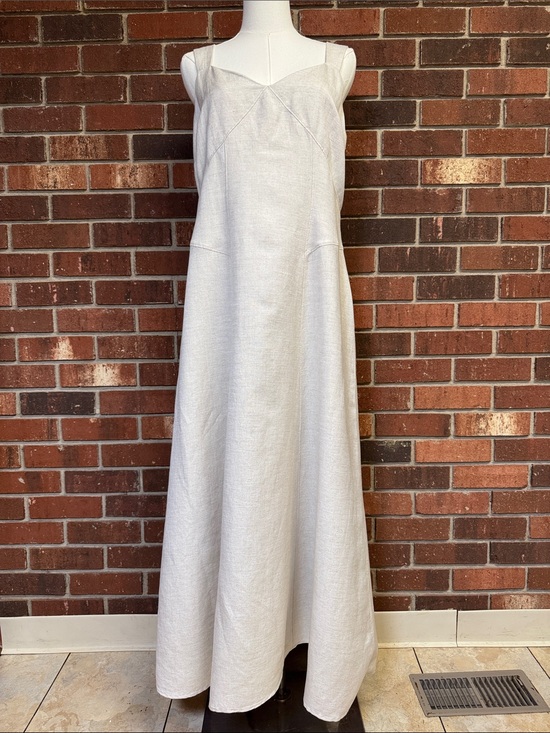 LOFT Dresses & Skirts - Loft Beige Linen Blend Sleeveless A-Line Dress Size 14